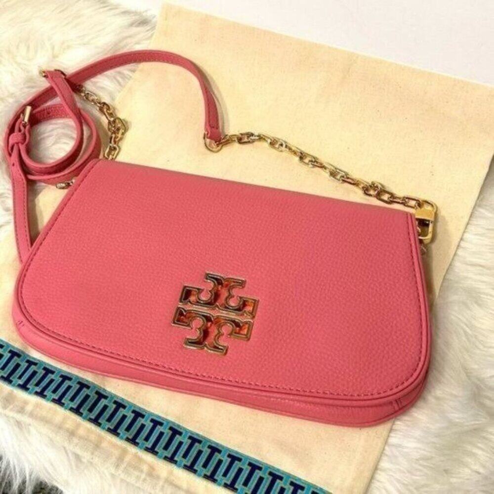 TORY BURCH BRITTEN CROSSBODY CLUTCH BAG Cosmo Pink New With Tag